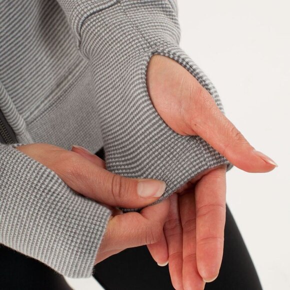 Lululemon Scuba Hoodie*Microstripe Full Zip Cotton Fleece Sweatshirt- Size 6 - Picture 4 of 14